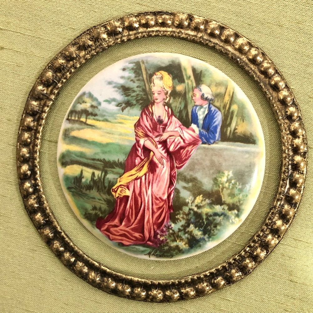 Elegant Ceramic Art with Gold Frame